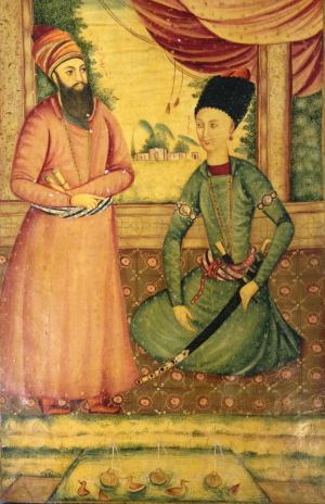 نقاشی آغا محمد خان و وزیر بزرگ خود ابراهیم خان کلانتر