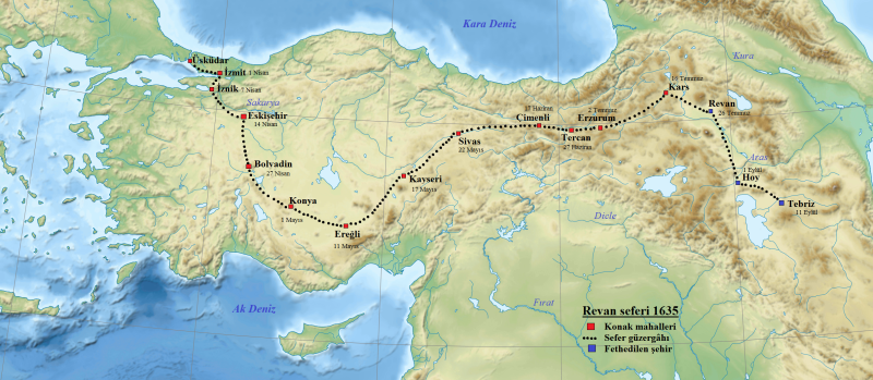 پرونده:Revan seferi harita 1635 Sultan Murad IV.png