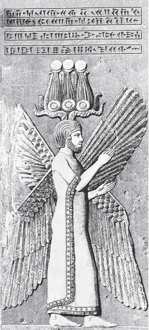 Winged genius relief (Pasargadae) by Charles Texier.png